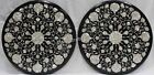 Black Marble Coffee Table Top MOP Inlay Work Kitchen Side Table Set of 2 Piece