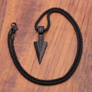 Stainless Steel Spear Arrowhead Arrow Head Pendant Chain Necklace For Men Boys