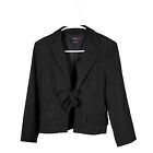 BCBG Max Azria Womens Blazer Black Striped Stretch Tie Front Lined Suit Jacket S