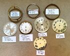 Lot of old dials and brass bezels, 4 loose dials, 3 bezels, 1 dial and bezel