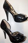 Jessica Simpson Acadia Black Patent Leather Platform Peep Toe Heels Women 6.5
