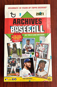 2021 Topps Archives Baseball Trading Cards HOBBY Box - SEALED - 2 On Card AUTOS