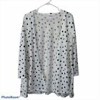 LuLaRoe Small Cardigan Open Front Sweater Small White Black Polka Dots Pinup