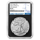 2021 $1 Type 2 American Silver Eagle NGC MS70 ER Blue Label Retro Core