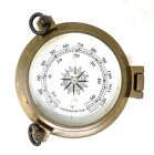 Rare Vintage Brass Porthole Thermometer with beveled glass lens