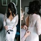 Women Deep V Neck Ladies White/Ivory Wedding Jackets Lace Appliques Long Sleeve