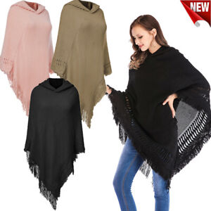 Women Customized Sweater Cape Pullover Shawl Asymmetric Tassel Knit Poncho Wrap