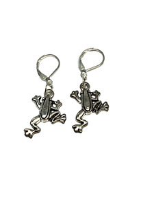 Silver Frog Sterling Silver Leverback Earrings (P3) Gift Stocking Stuffer