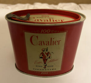 Vintage Cavalier 100 King Size Cigarette Metal Tobacco Tin w/ Indiana Tax Stamps
