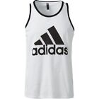 Adidas Mens Logo Tank Sleeveless Shirt White Black XL