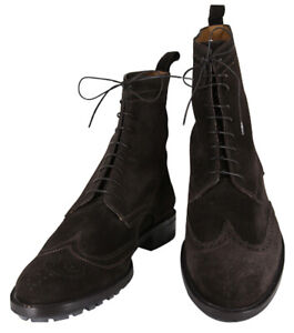 Sutor Mantellassi Dark Brown Suede Wingtip Boots - (CM2249)