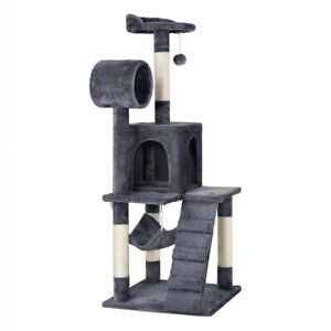 Cat Tree Tower Kitten Condo Scratching Post with Hammock Tunnel 51 in