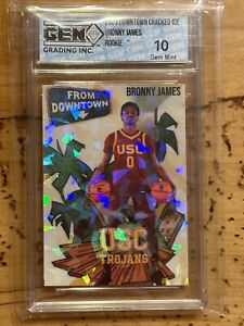 Bronny James 2023 Downtown Dynasty Cracked Ice RC Rookie Promo Graded GEM 10!