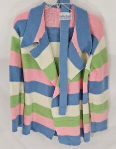 VTG Bobbie Brooks Multicolor Striped Open Cardigan Sweater Women's 12