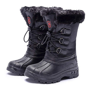 Kids Snow Boots Waterproof Boys Winter Boots Faux Fur Lined Girls Outdoor Shoes