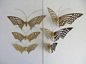 New ListingVintage brass butterflies wall decor MCM Enesco set of 3 + Leonard Set of 3