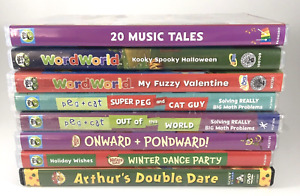 PBS Kids DVD Lot of 8 WordWorld, Peg &Cat, Nature Cat, Arthur + 4hr Variety Disc