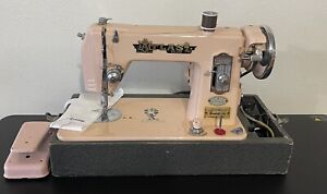 Vtg 1950's Pink Atlas Deluxe Precision Sewing Machine w/Case - Made In Japan