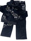 BCBG MAXAZRIA Velour Jacket & Pant Set BCRV13708J/P Size M Black/Silver