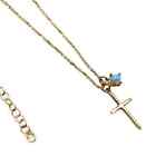Sterling Silver Cross Necklace, Opal Cross Necklace, Dainty Cross Necklace