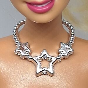 Barbie Size Fashion Silver Stars Necklace Only