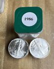 1986 American Silver Eagle BU 1 Oz 999 Silver 20 Coins Tube 2 Rolls Available