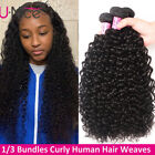 UNice 100% Malaysian Curly Virgin Human Hair Extensions 1/3 Bundles Hair Weaves