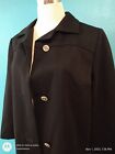 Vintage black trench coat /Dress Jacket Satin Lining XL Silver Buttons