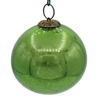 Stunning Antique Pea Green Kugel Christmas Ornament German Hand Blown Glass 2.5”