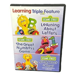 Sesame Street Learning Triple Feature DVD 3 Discs Letters Numbers Sing Hoot Howl