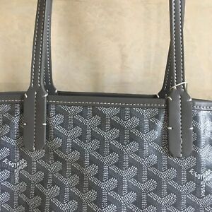 Authentic Goyard gray leather canvas women's tote handbag