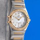 Ladies Omega Constellation 18K Gold Watch White MOP Diamond Dial & Bezel 1365.75