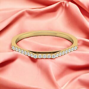 Diamond Band Ring in Solid 14k Yellow Gold Thin Band Stackable Ring For Her