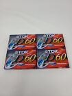 Lot of 4 TDK Metal IEC1 4 D60, 60 Minute Blank Audio Cassette Tapes, New, Sealed