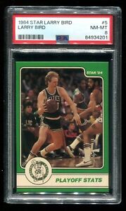 1984 Star #5 Larry Bird PSA 8 NM-MT Playoff Stats HOF Celtics~(PL)