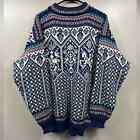 Dale Of Norway Men’s Crewneck Knit Wool Sweater Size XL - Nordic Print - Blue