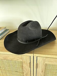 Stallion Stetson XXX 7 3/8 Black Genuine Fur Felt Cowboy Hat. Made In USA