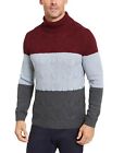 Tasso Elba Men’s Chunky Cable-Knit Colorblocked Turtleneck Sweater (Red, S)