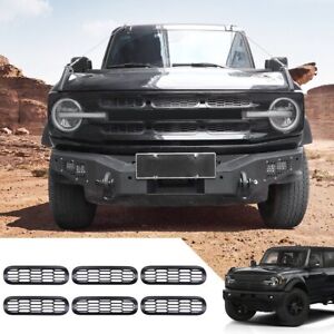 Front Grille Inserts Mesh Net Grill Trim Cover For Ford Bronco 2021-2024 BLACK B (For: 2021 Ford Bronco Big Bend)