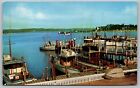 Long Island Fishing Paradise Atlantic Coast New York NY Boats 1954 Postcard H6