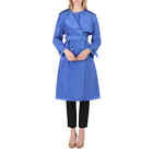 Burberry Ladies Warm Royal Blue Collarless Double Breasted Trench Coat, Brand