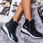 Women Fashion Wedge Heel Lace Up Suede Ankle Boot Winter Warm Thicken Snow Boots