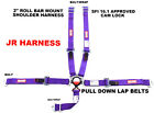 JR DRAGSTER RACE HARNESS PURPLE SFI 16.1 CAM LOCK INDIVIDUAL ROLL BAR MOUNT