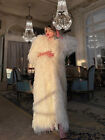 Women Natural Ostrich Feather Coat Luxury Overcoat Winter Long Fluffy Outerwear