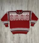 Vintage Dale Of Norway Pure New Wool Sweater Red Men's Large Long Sleeve