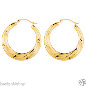 Cute Graduated Twisted Swirl Round Hoop Earrings Real 10K Yellow Gold