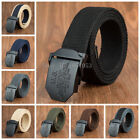 Mens Canvas Belt Waist Belts Cotton Webbing Adjustable US Black Buckle Plus Size