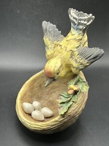 R.O.C Bird With Nest Of Eggs Porcelain Statue Made In Italy