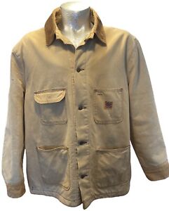 VTG Wrangler BIG BEN Jacket Men 52 R Brown Canvas Blanket Line Barn Chore Coat