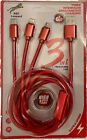 3 in 1 Phone charging cable 6ft (Type-c, Micro U-plug, IOS) Fast Charger (Red)